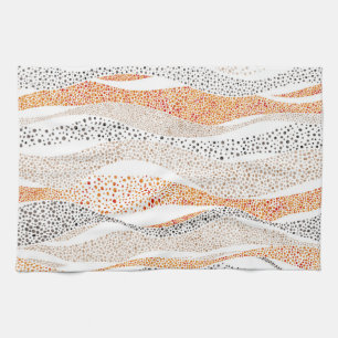 Pointillism Vågigt polka: Cute Doodle Textile Kökshandduk