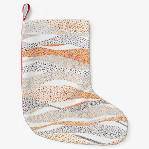 Pointillism Vågigt polka: Cute Doodle Textile Liten Julstrumpa