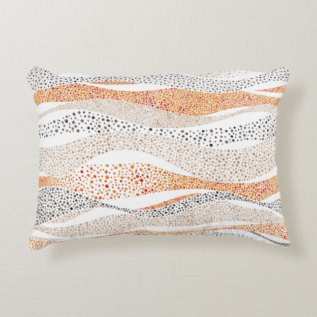 Pointillism Vågigt polka: Cute Doodle Textile Prydnadskudde (Framsidan)