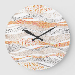Pointillism Vågigt polka: Cute Doodle Textile Stor Klocka