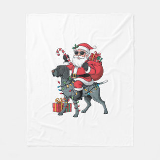Pointing Hund älskare Funny Santa Riding Pointing  Fleecefilt