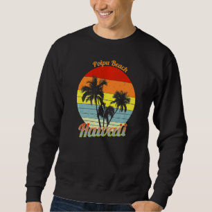 Poipu Beach Hawaii Retro Tropical Handflatan Träd Lång Ärmad Tröja