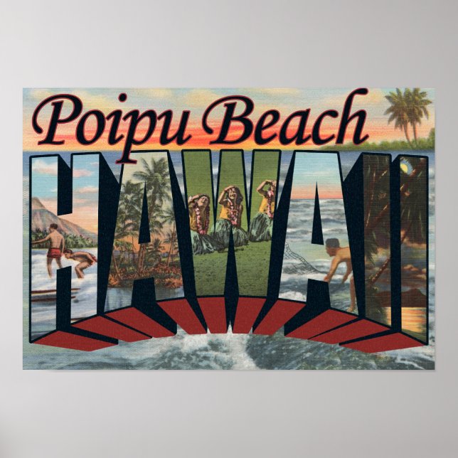 Poipu Beach, Hawaii - Stora Brev Scenes Poster (Framsidan)