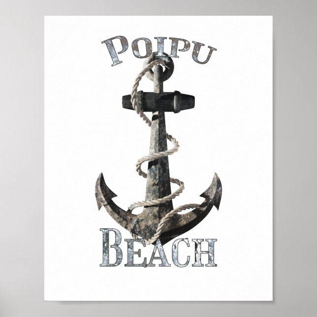 Poipu Beach Hawaii Vacation Nautical Anchor Poster (Framsidan)