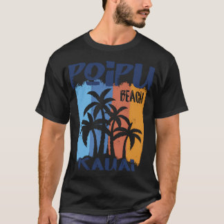 Poipu Beach Kauai Roligt Färgfull Handflatan Träd T Shirt