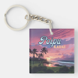 Poipu Kauai Hawaii Beach Handflatan Träd Retro