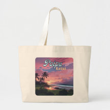 Poipu Kauai Hawaii Beach Handflatan Träd Retro