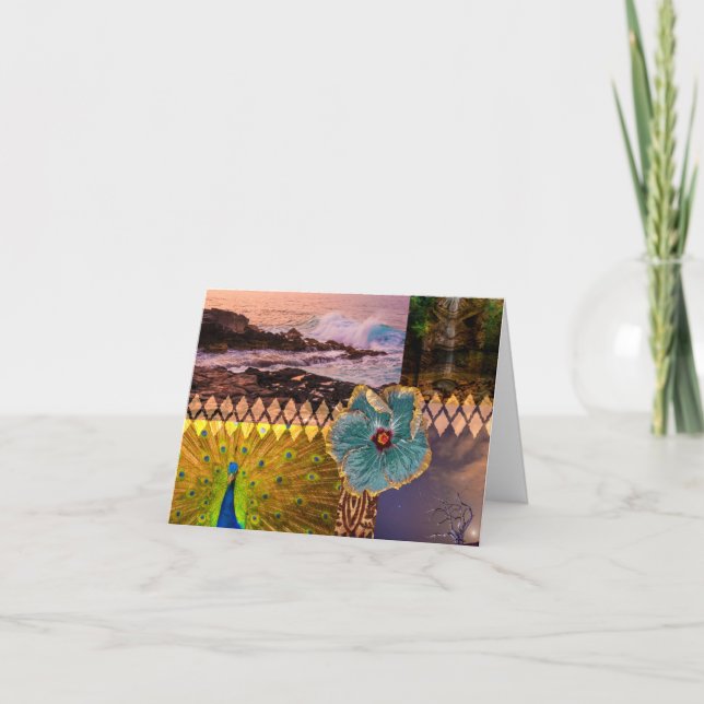 Poipu Sunrise, Kauai Hawaiian Collage Anteckningskort (Framsida)