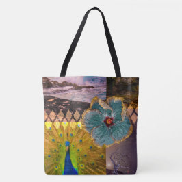 Poipu Sunrise, Kauai Hawaiian Collage Beach Bag Tygkasse