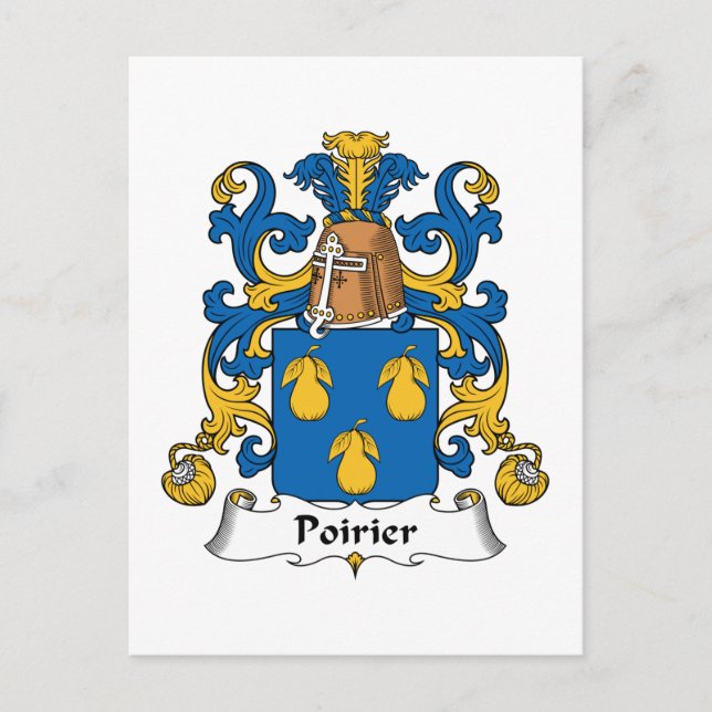 Poirier Family Crest Vykort (Framsida)