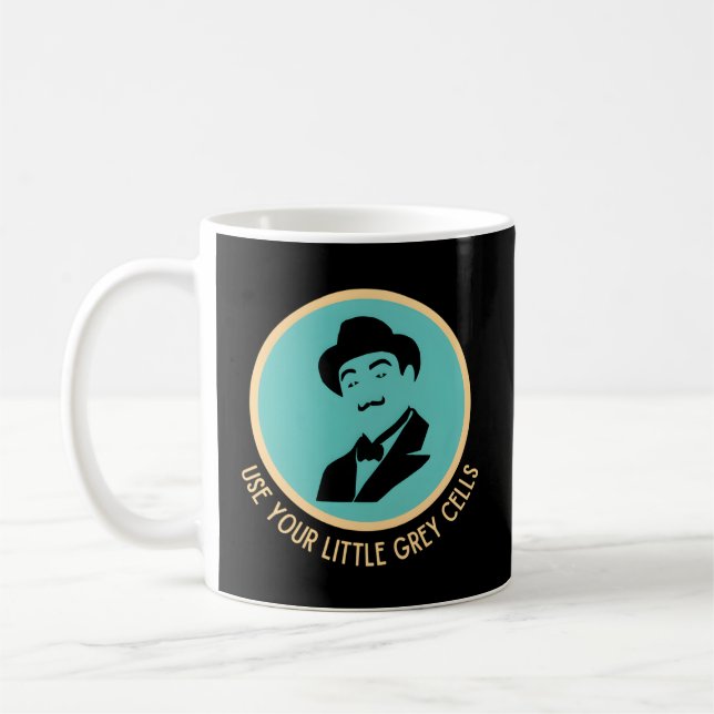 Poirot Använda Din lilla Grått Cells Mustache Blue Kaffemugg (Vänster)