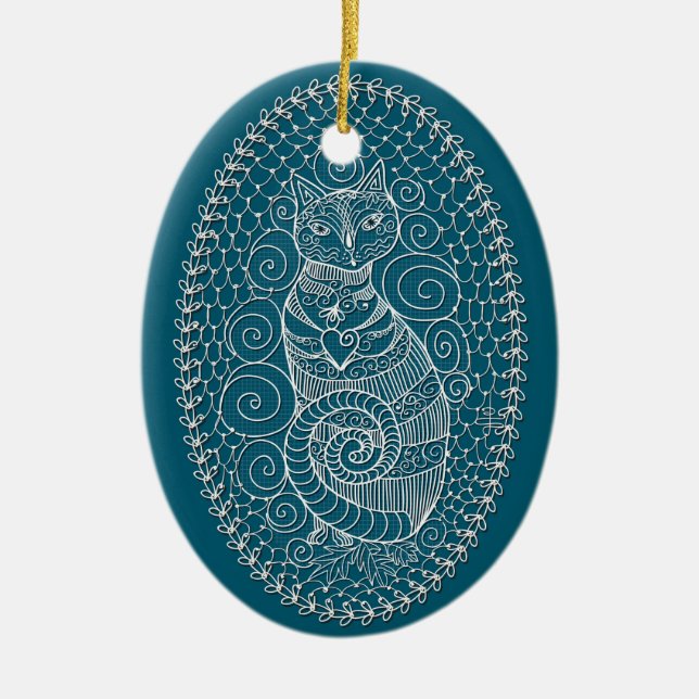 Poise, Digital Snöre Cat Julgran Ornament (Framsidan)