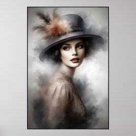 Poised Beauty In 1940s Vintage Style Poster