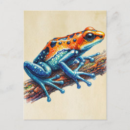 Poison Dart Frog Orange Blue Vykort