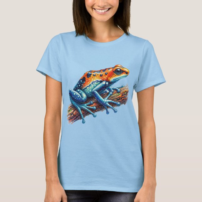 Poison Dart Frog Orange och Blue T Shirt (Framsida)