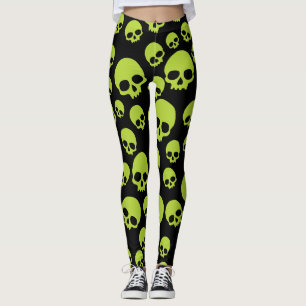 Poison Grönt Random Döskallar Mönster Leggings