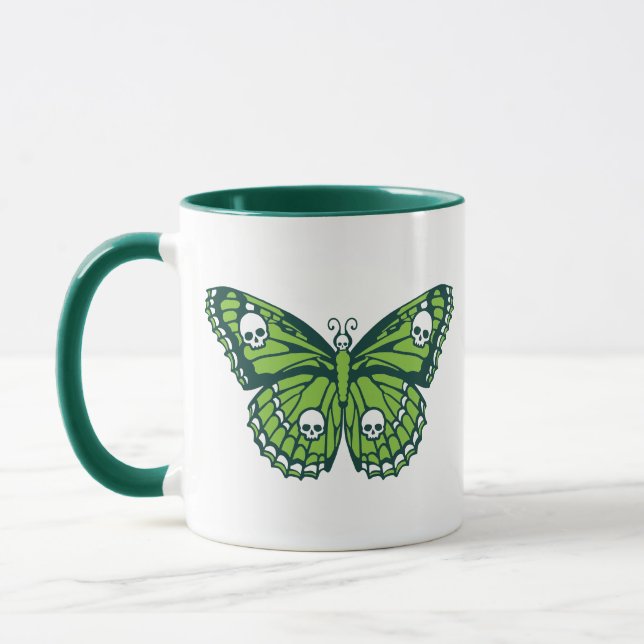 Poison Grönt Skull Butterfly Mugg (Vänster)