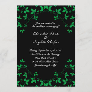 Poison Ivy Black & Grönt Gothic Wedding-inbjudan Inbjudningar