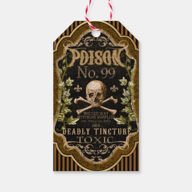 Poison Skull Apothecary Halloween Gift Märkre Presentetikett (Framsidan)