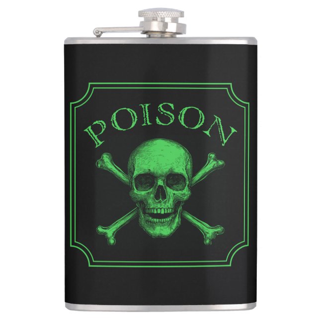 Poison Skull och Crossbone Halloween Design Skriv  Fickplunta (Framsidan)