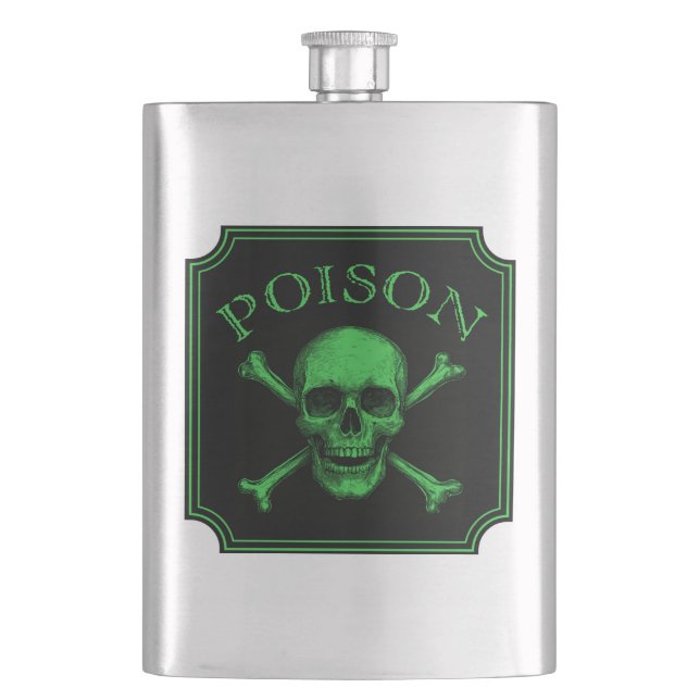 Poison Skull och Crossbone Halloween Design Skriv  Fickplunta (Framsidan)