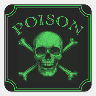 Poison Skull och Crossbone Halloween Design Skriv Fyrkantigt Klistermärke