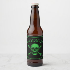 Poison Skull och Crossbone Halloween Design Skriv Ölflaska Etikett