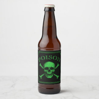 Poison Skull och Crossbone Halloween Design Skriv Ölflaska Etikett