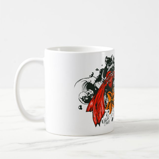 Poisson koi fish tattoo old school style kaffemugg (Vänster)