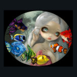 Poissons Volants: Arc-en-Ciel ART PRINT rococo pop Poster<br><div class="desc">En del av min "Poissons Volants"-serie ("Flygande fisk") - som kombinerar min kärlek med havslevande varelser och Rococo era-porträtter - har vi "Arc-en-Ciel". Att översätta den här målningen till "regnbåge" är en vacker jungfrufrö med fisk i ett regnbågsspektrum av färg - violett, indigoblå, blå, grönt, gult, orange, rött - allt...</div>