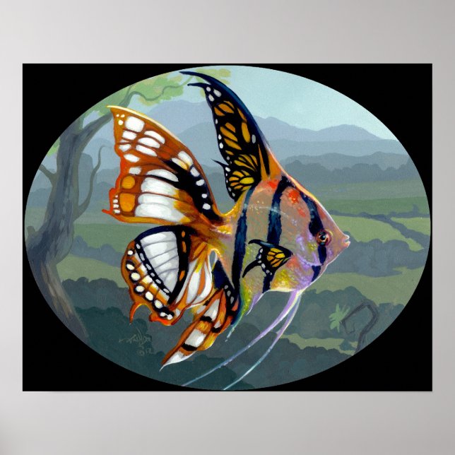 Poissons Volants: Étude I ART PRINT Surreal fish Poster (Framsidan)