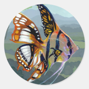 "Poissons Volants: Étude I", Sticker Runt Klistermärke
