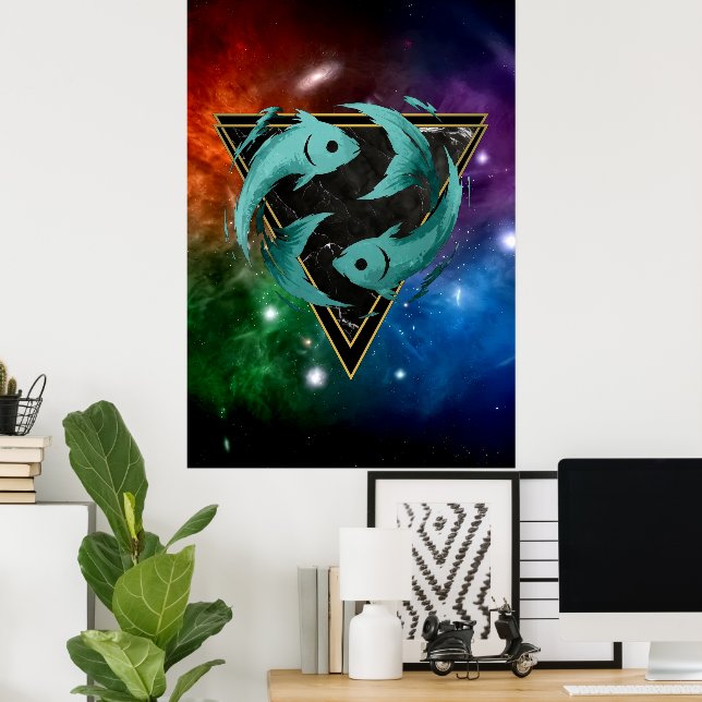 Poissons Zodiaque Cadeau Astrologie Poster (Hemmakontoret)