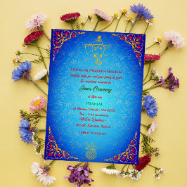 Poite Janeu Upanayanam Hindu Heliga Thread Blue Gu Inbjudningar