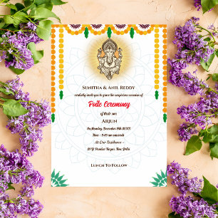 Poite Upanayanam Heliga Thread Janeu Hindu Ceremon Inbjudningar