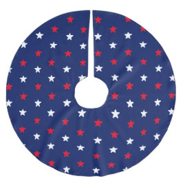 Poitiska röda vita marinblå stjärnor jul julgransmatta borstad polyester