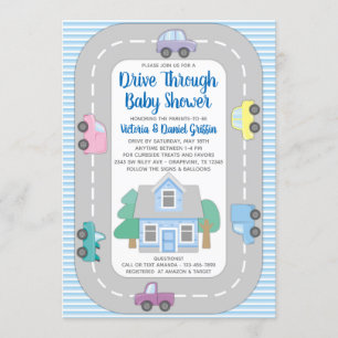 Pojk Babyshower Drive-Through Inbjudningar
