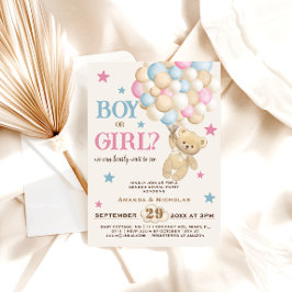 Pojk eller flicka Bear Gender Reveal Inbjudningar