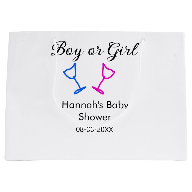 Pojk eller flicka duscha rosa blue glass namn date (Framsidan)