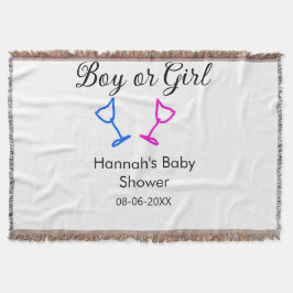 Pojk eller flicka duscha rosa blue glass namn date filt