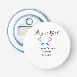 Pojk eller flicka duscha rosa blue glass namn date flasköppnare