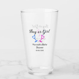 Pojk eller flicka duscha rosa blue glass namn date glaskopp