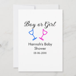 Pojk eller flicka duscha rosa blue glass namn date inbjudningar