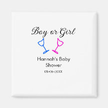 Pojk eller flicka duscha rosa blue glass namn date