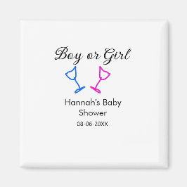 Pojk eller flicka duscha rosa blue glass namn date magnet