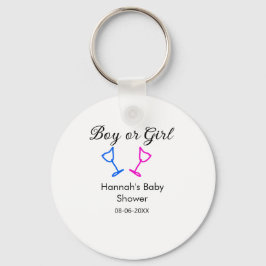 Pojk eller flicka duscha rosa blue glass namn date nyckelring