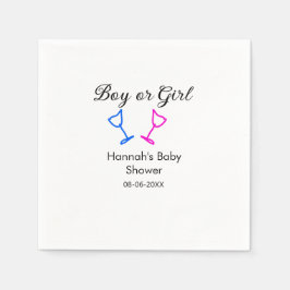 Pojk eller flicka duscha rosa blue glass namn date pappersservett