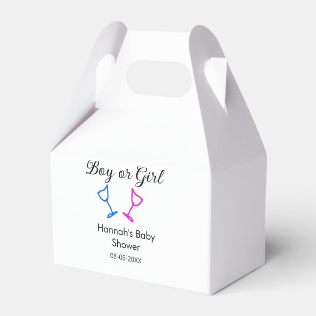 Pojk eller flicka duscha rosa blue glass namn date presentaskar (Framsidan Sidan)