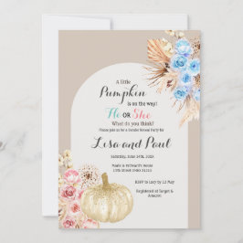 Pojk eller Girl Autumn Pumpkins Gender Reveal Inbjudningar