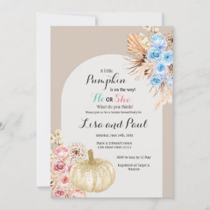 Pojk eller Girl Autumn Pumpkins Gender Reveal Inbjudningar